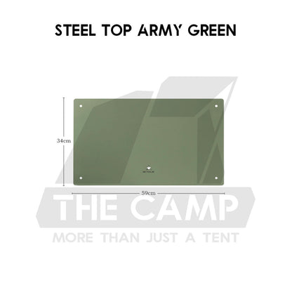 Iron Steel Mesh Camping Rack Table Foldable Portable Stacking Storage Rack Bamboo Wood Top Picnic Outdoor