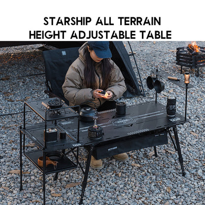 Shinetrip Starship 3 Plate Table Tactical Style IGT Expandable with Accessories Side Rack Stove BBQ Stand Meja