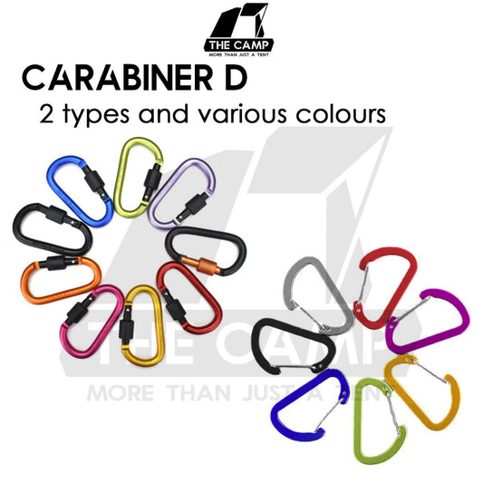 Carabiner D type Spring Aluminium Buckle D Clip Key Chain Outdoor Camping Paracord Spring Keyring Hook Quick Release