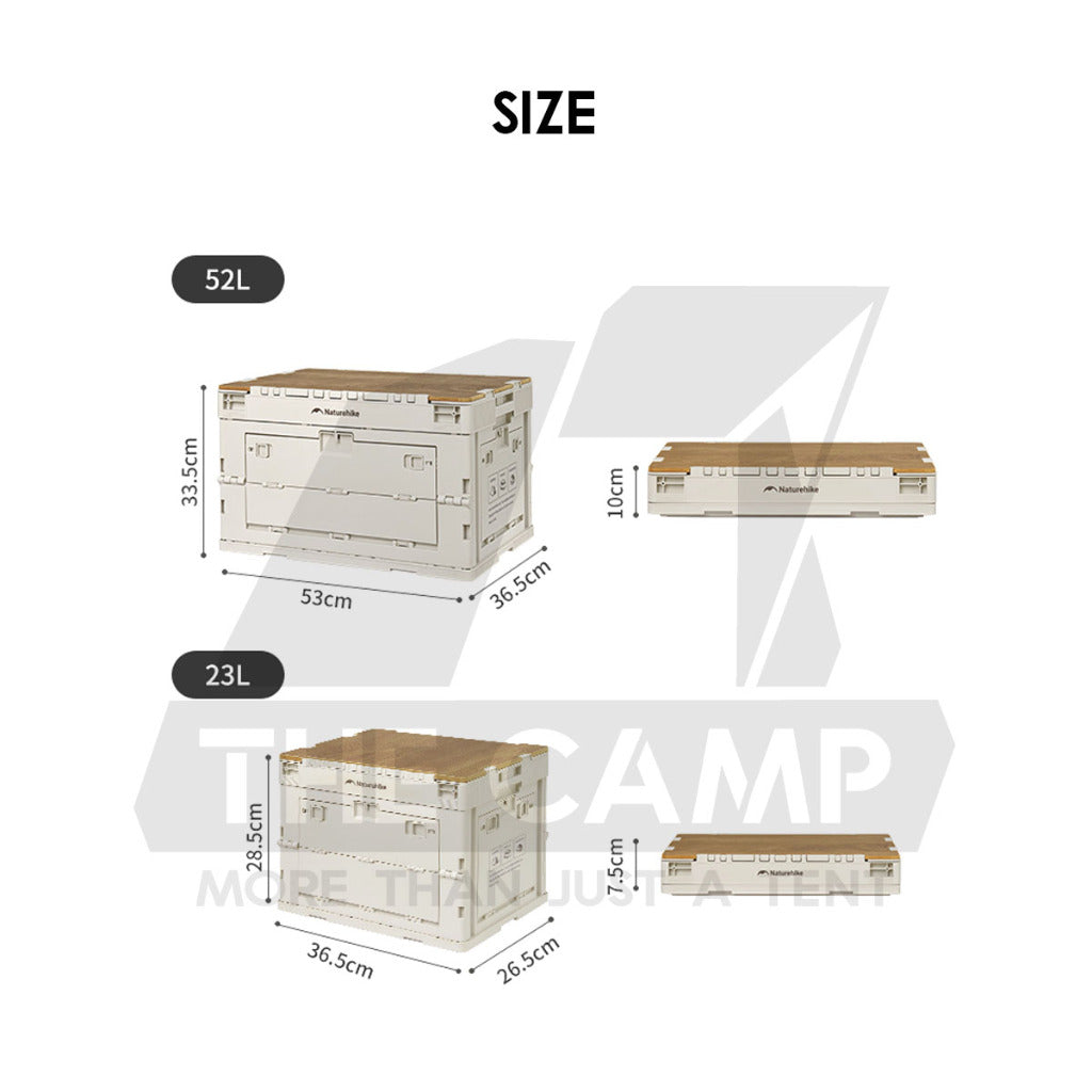 Naturehike Camping Folding Storage Box 23L 52L with Top 50L 80L Wood Base Outdoor Sport Family Hiking CNK2450XB020
