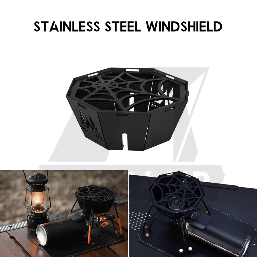 Wellhike SWS Spider Stove with Accessories Black Titanium Windshield Valve Turning Knob Regular Assist Bag Plate Rack