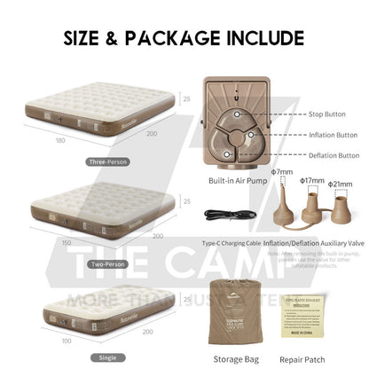 Naturehike Air Bed 25cm 38cm 45cm Single Double Triple with Pump Mattress Outdoor Camping Tilam Angin CNK2550WS013