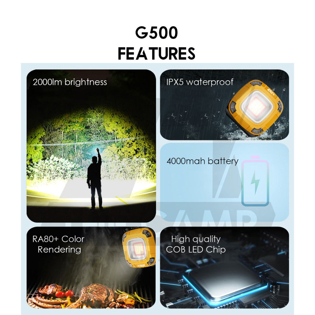 GoPeak G630pro Ultrabright LED Light Outdoor Camping Portable Foldable Lamp 6000mah Working Spotlight Floodlight Warning