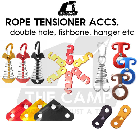 Camping Aluminium Tent Rope Tensioner Adjuster Deck Peg Fishbone Hanger Paracord Tarp 2 Holes S Shape Triangle Squid