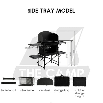 Outdoor Camping Mobile Kitchen Table Portable Folding Kitchen Black Cookware Windshield Mesh Bag Dapur Single/Double