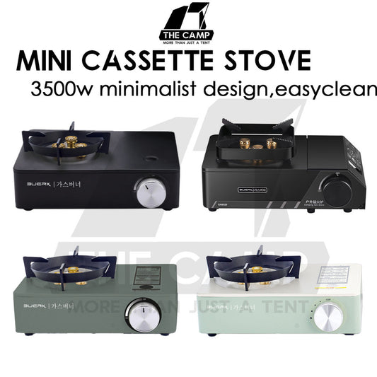 Buerk Mini Cassette Gas Stove 3.5KW Portable Cartridge Burner Furnace Outdoor Camping Picnic Windshield Pink Black Green