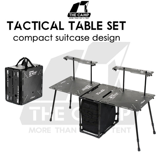 Tactical Table Set Field Office Outdoor Camping Black with Rack Aluminium Alloy Light Weight Compact Suitcase Helinox