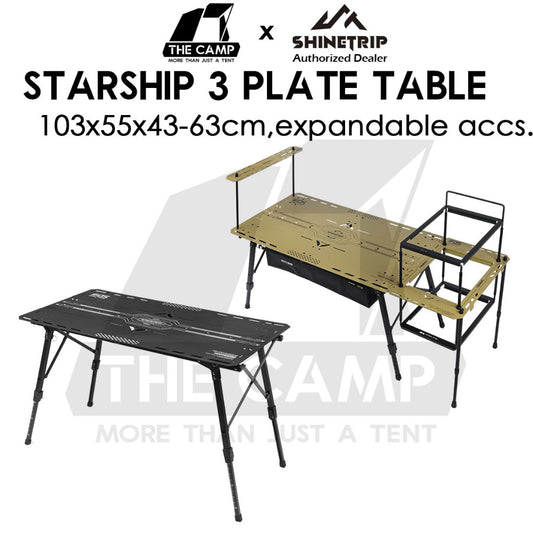 Shinetrip Starship 3 Plate Table Tactical Style IGT Expandable with Accessories Side Rack Stove BBQ Stand Meja