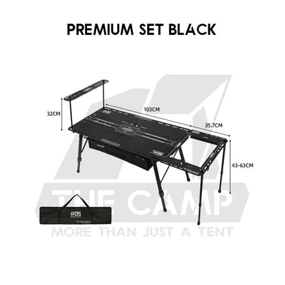 Shinetrip Starship 3 Plate Table Tactical Style IGT Expandable with Accessories Side Rack Stove BBQ Stand Meja