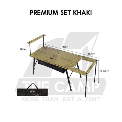 Shinetrip Starship 3 Plate Table Tactical Style IGT Expandable with Accessories Side Rack Stove BBQ Stand Meja