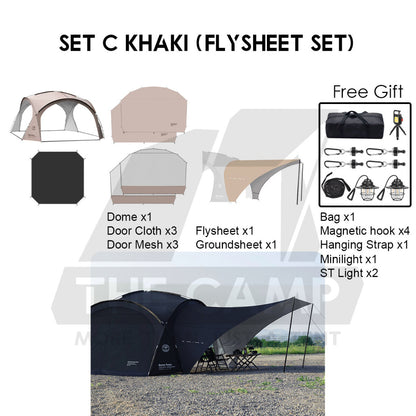 Shinetrip Dome Shelter Tarp Set Door Cloth Door Mesh Net PU3000 Silver Coated Black Anti Mosquito Tent