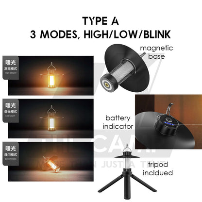 Camping Light House with Tripod Reflector Torch Flashlight Waterproof Rechargeable Multifunctional Blackdog 1913