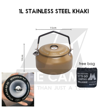 Wellhike SWS Outdoor Kettle 1L / 1.1L Stainless Steel / Aluminium Camping Teapot Coffee Pot Silicon Spout Pourer