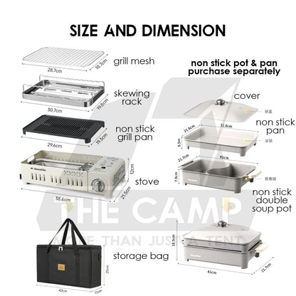Naturehike Multipurpose Stove Grill BBQ Steamboat Hotpot Cassette Non Stick Frying Pan Outdoor Camping CNK2450CF033