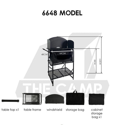Outdoor Camping Mobile Kitchen Table Portable Folding Kitchen Black Cookware Windshield Mesh Bag Dapur Single/Double