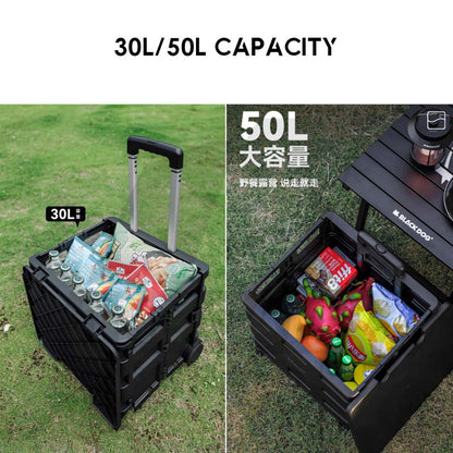Blackdog 30L / 50L Wheel Storage Box Telescopic Handle Foldable Shopping Cart Camping Wagon Trolley Compact CBD2550XB016