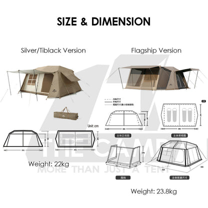 Naturehike Village 13 Auto Tent Automatic Ultimate Flagship Ti Black Silver Version Large Outdoor Flysheet CNH22ZP004