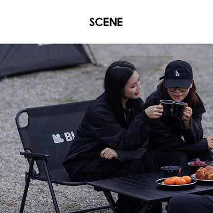 Blackdog Double Chair Foldable Camping Folding Chair Seat Outdoor Full Black Tent Flysheet CBD2450JJ041