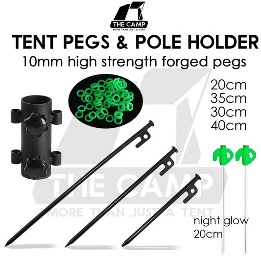 Camping Tent Steel Nail Peg and Pole Holder for Flysheet Tarp 20cm 30cm 35cm 40cm Awning Canopy Support Anchor