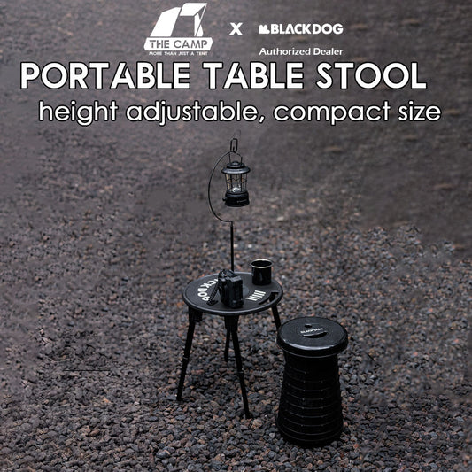 Blackdog Portable Table Stool Round Adjustable Height Heavy Duty with Lamp Pole Meja Hitam CBD2550JJ025