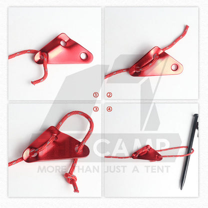 Camping Aluminium Tent Rope Tensioner Adjuster Deck Peg Fishbone Hanger Paracord Tarp 2 Holes S Shape Triangle Squid
