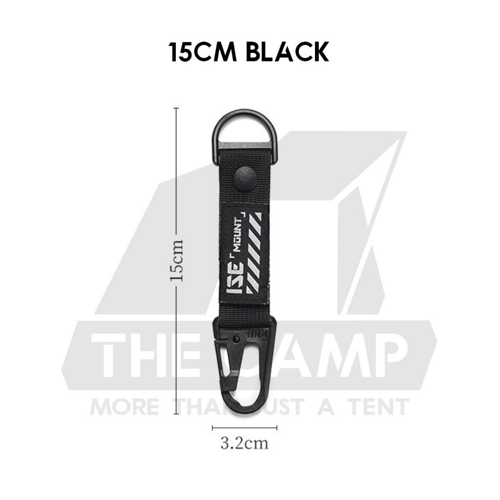 Tactical Keychain Nylon Canvas Men Belt Velcro Outdoor Camping Carabiner Key Hook Black Khaki Army Green