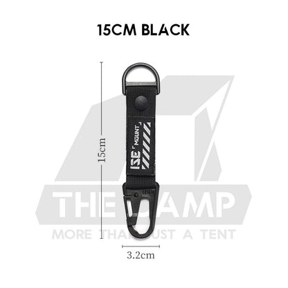 Tactical Keychain Nylon Canvas Men Belt Velcro Outdoor Camping Carabiner Key Hook Black Khaki Army Green