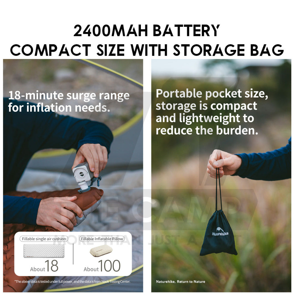 Naturehike 3 in 1 Mini Air Pump with Light Inflate Deflate Outdoor Camping Inflatable Bed Pillow Lamp CNK2550ZM012
