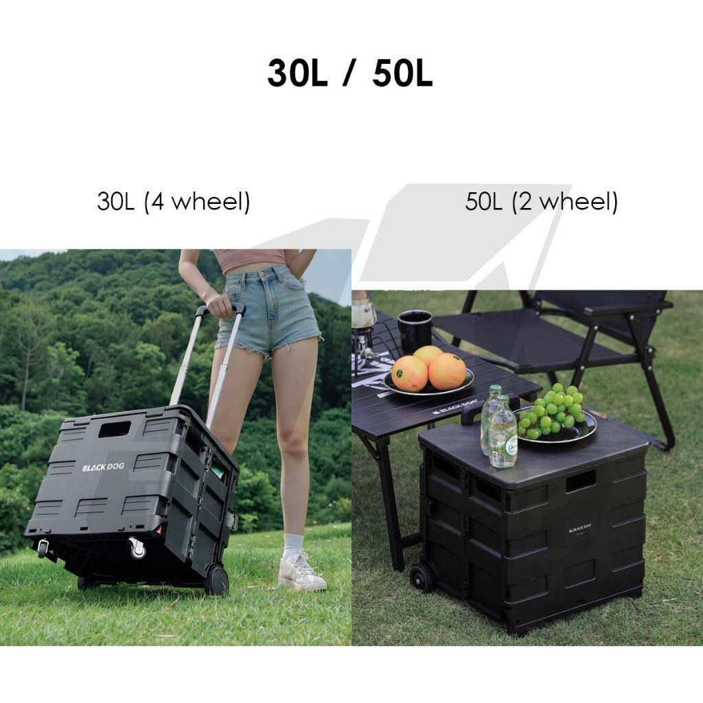 Blackdog 30L / 50L Wheel Storage Box Telescopic Handle Foldable Shopping Cart Camping Wagon Trolley Compact CBD2550XB016