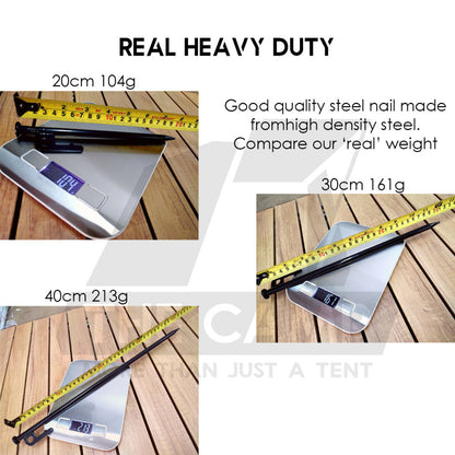 Camping Tent Steel Nail Peg and Pole Holder for Flysheet Tarp 20cm 30cm 35cm 40cm Awning Canopy Support Anchor