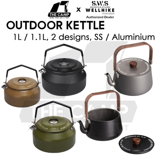 Wellhike SWS Outdoor Kettle 1L / 1.1L Stainless Steel / Aluminium Camping Teapot Coffee Pot Silicon Spout Pourer