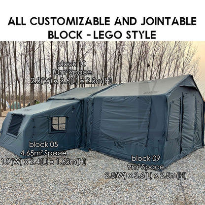 Spark Block 09 10 05 Air Tent Large Space Tactical Style Grey Black Khaki Beige Army Green Inflatable Khemah Angin Coody