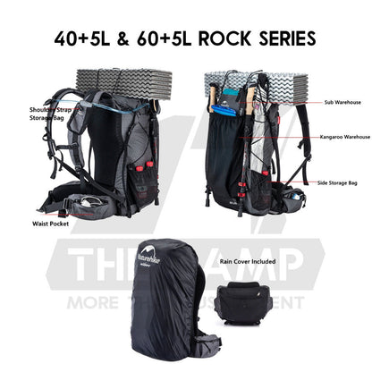Naturehike Hiking Backpack Bag 40L+5L 60L+5L 70L+5L Climbing Waterproof with Rain Cover NH70B070-B NH19BP095 NH20BB113