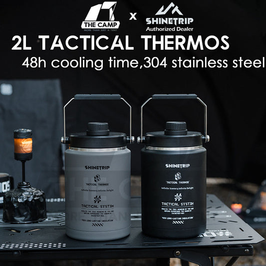 Shinetrip 2L Thermos Bottle 48 Hours Cooling 304 Stainless Steel Portable Outdoor Camping Travel Ice Bucket Case