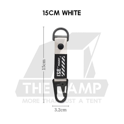 Tactical Keychain Nylon Canvas Men Belt Velcro Outdoor Camping Carabiner Key Hook Black Khaki Army Green