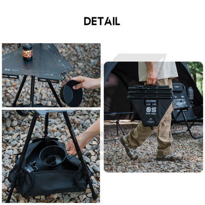 Shinetrip Triangle Stand Side Coffee Table Rack with Bag Mesh Adjustable Height Lamp Pole Outdoor Camping