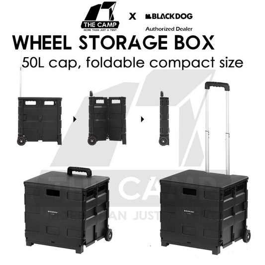 Blackdog 50L Wheel Storage Box with Telescopic Handle Foldable Shopping Cart Camping Wagon Trolley Compact CBD2450XB013