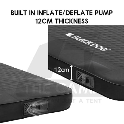 Blackdog 12cm Auto Inflate Cloud Sponge Bed Double Queen Outdoor Camping Mattress Tilam Hitam Black CBD2450WS043