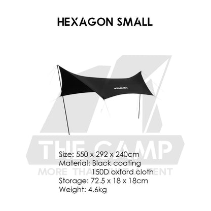 Blackdog Hexagon / Square Flysheet Tarp Large Outdoor Camping Black Square Awning Pole Tent Light
