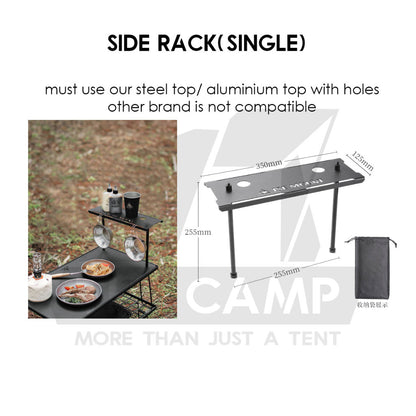 Iron Steel Mesh Camping Rack Table Foldable Portable Stacking Storage Rack Bamboo Wood Top Picnic Outdoor
