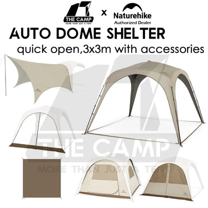 Naturehike Auto Dome Shelter Camping Tarp Inner Tent Extension Flysheet Door Mesh TPU Cloth Groundsheet CNK230WS014