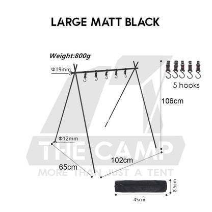 Outdoor Triangle Hanging Rack Aluminum Mesh Camping Hanger Cookware Tripod Shelf Stand Tableware Organizer Double Level