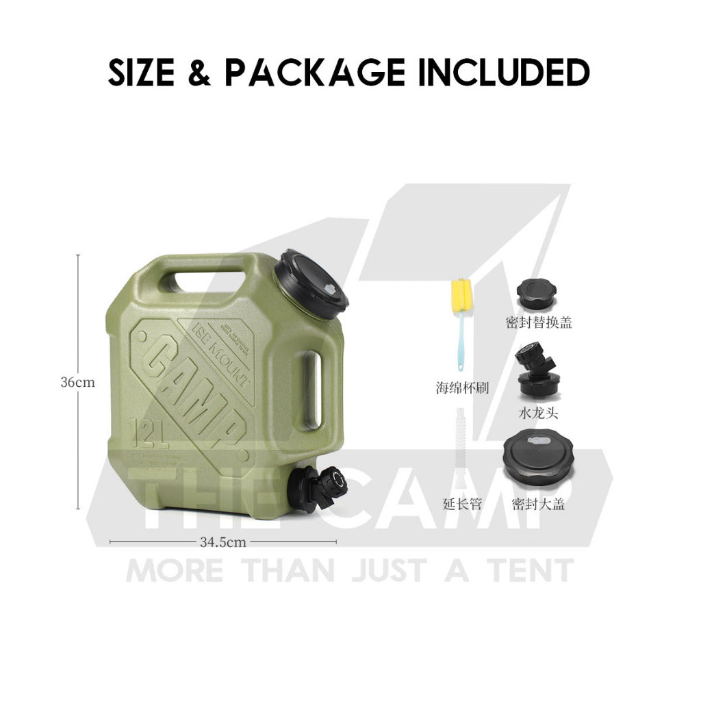 Ise Mount 12L Water Tank Bucket Double Handle Portable Container Water Tap Outdoor Camping PP Food Grade