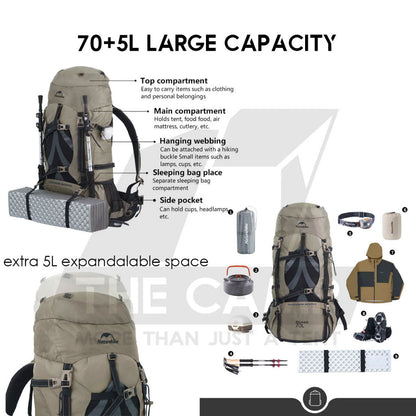 Naturehike Hiking Backpack Bag 40L+5L 60L+5L 70L+5L Climbing Waterproof with Rain Cover NH70B070-B NH19BP095 NH20BB113