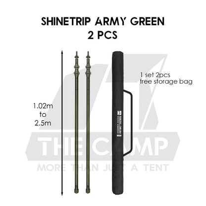 Shinetrip / SWS 2.5m Adjustable Pole Rod Quick Adjust for Flysheet Tarp Tent Camping Bag Hiking Awning Tactical Style