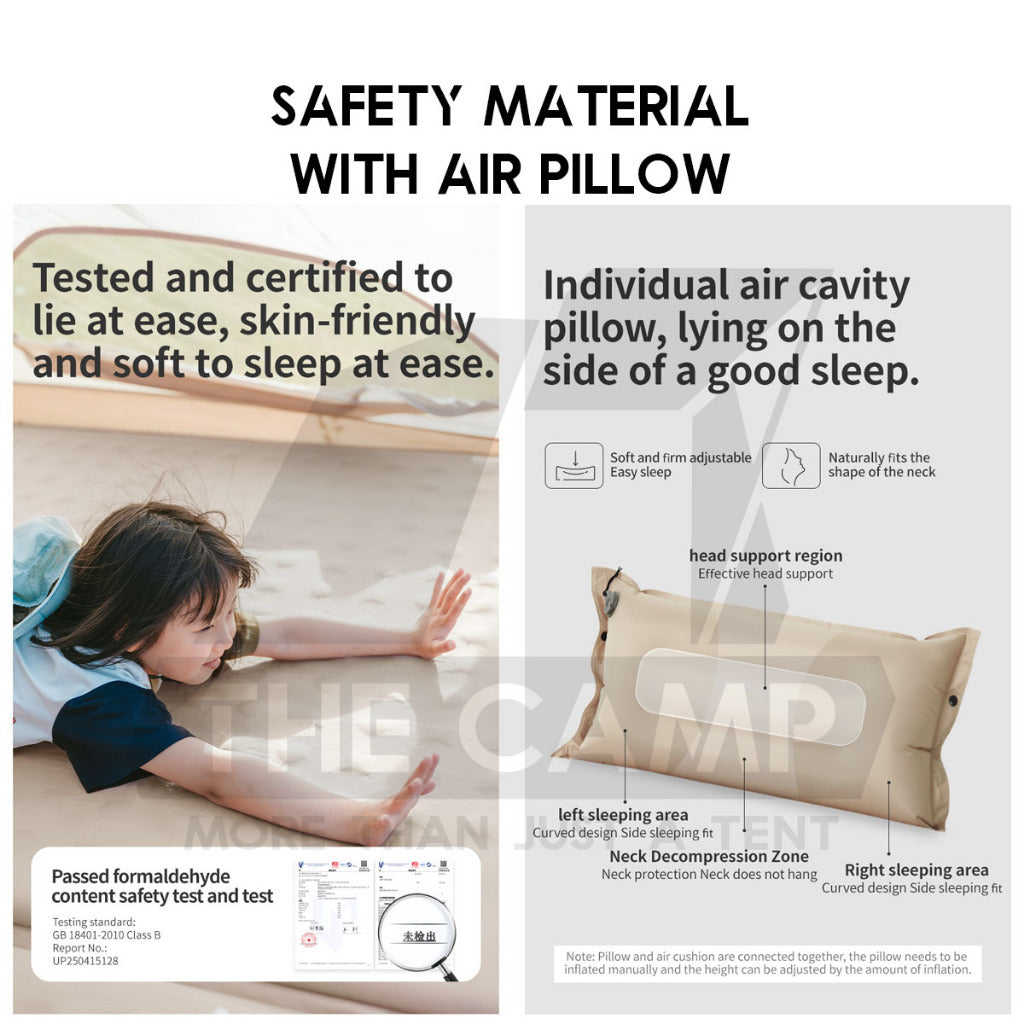 Naturehike Sponge Bed with Pillow Auto Inflate 6cm Joinable Outdoor Camping Mattress Inflatable Pad Tilam CNK2550WS025