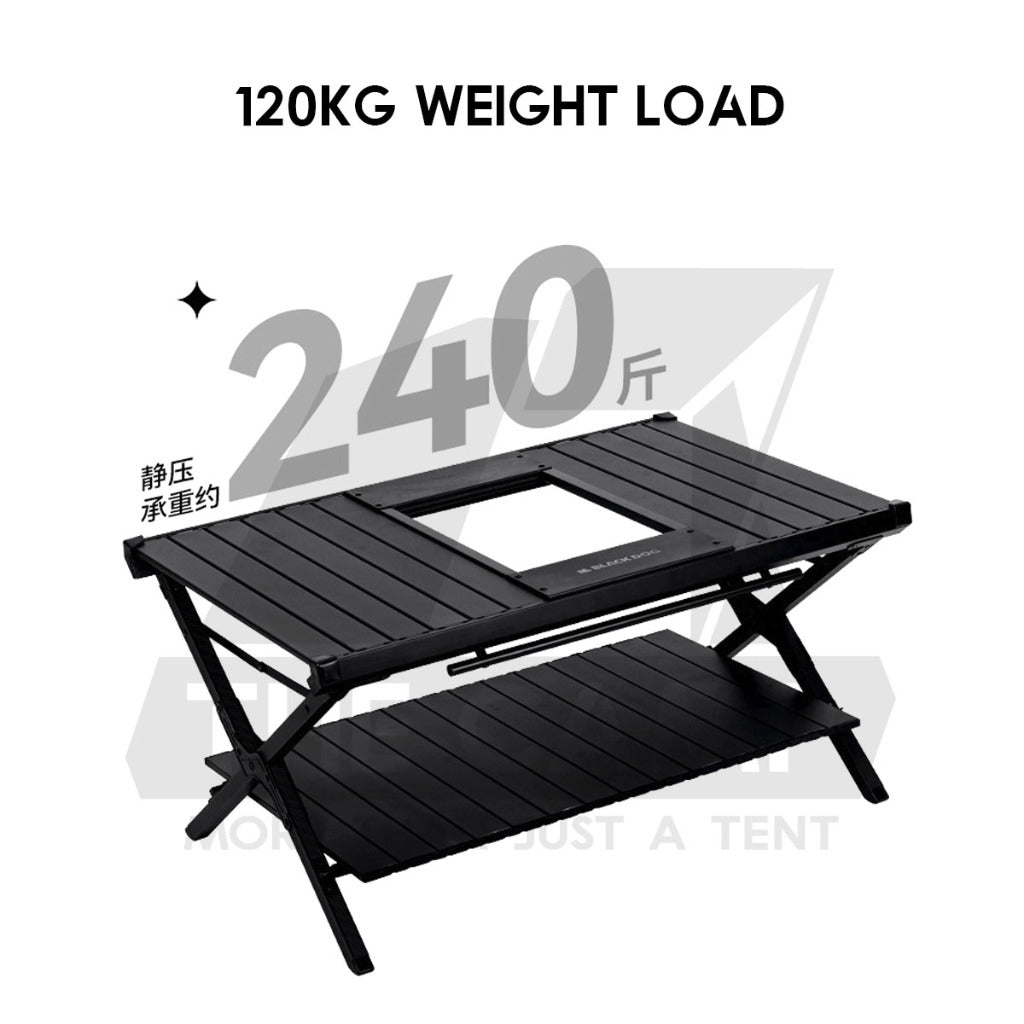 Blackdog Double Layer Aluminium Alloy Folding IGT Table Foldable Black Tent Pole Chair Outdoor Camping CBD2450JJ011
