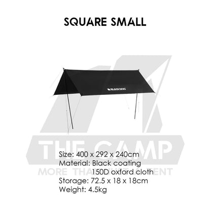 Blackdog Hexagon / Square Flysheet Tarp Large Outdoor Camping Black Square Awning Pole Tent Light
