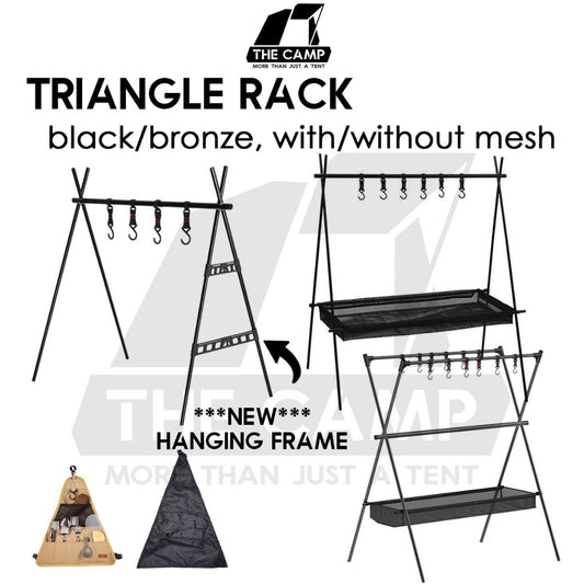 Outdoor Triangle Hanging Rack Aluminum Mesh Camping Hanger Cookware Tripod Shelf Stand Tableware Organizer Double Level