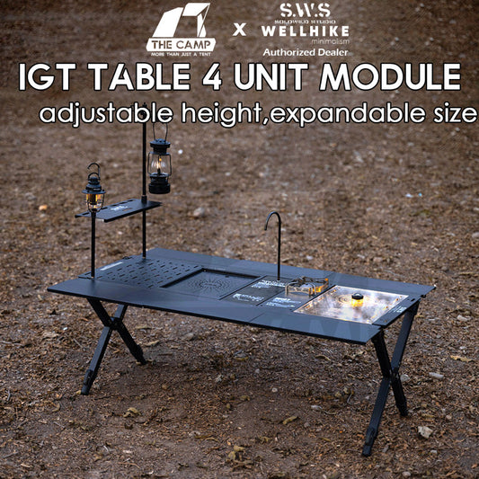 Wellhike SWS IGT Master Table Adjustable Height Expandable Spider Stove Acrylic Wood Plate Lamp Pole Water Dispenser